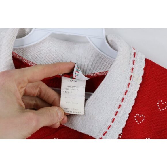 Vintage 90s Streetwear Womens Large Farmhouse Christmas Collared Sweatshirt USA - Picture 5 of 9